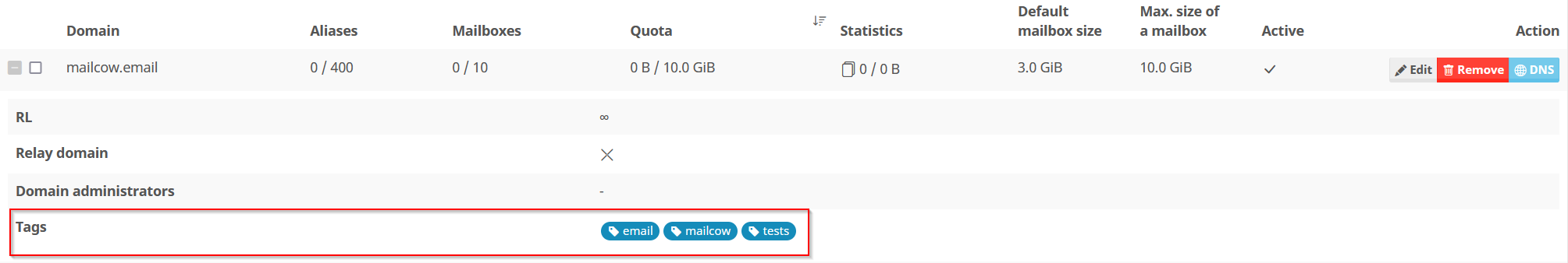 Domain/Mailbox Tags Ribbon