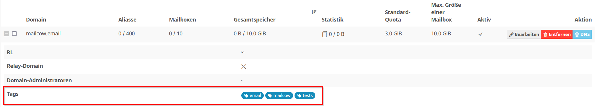 Domain/Mailbox Tags Ribbon